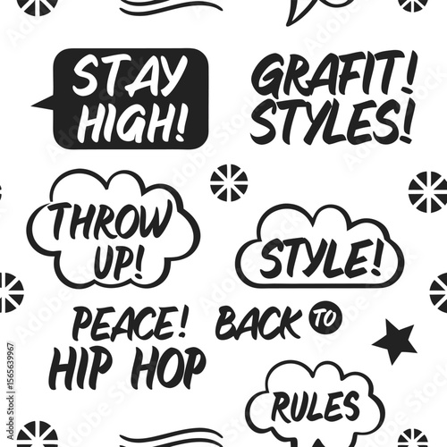 Graffiti style speech bubbles with motivational phrases inspirational hip hop