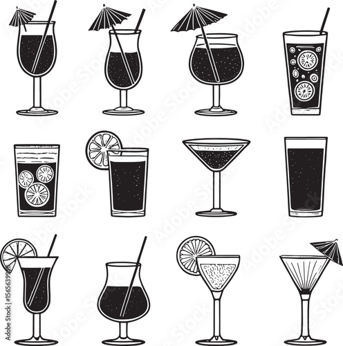 Chilled Summer Drinks Icon Collection Vector.AI/EPS/PNG