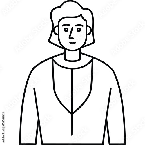 Person wearing a collared jacket outline illustration