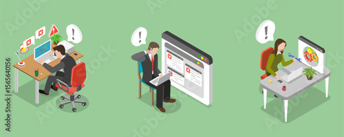 3D Isometric Flat Vector Illustration of Consulting Services, Software Support