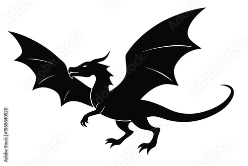 dragon silhouette flying  vector icon