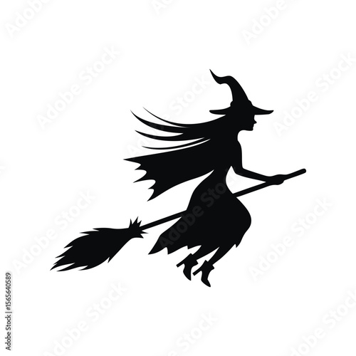 Mystical Flight – Witch Silhouette in Motion