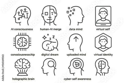 Illustrated concepts of ai and human integration in a digital world