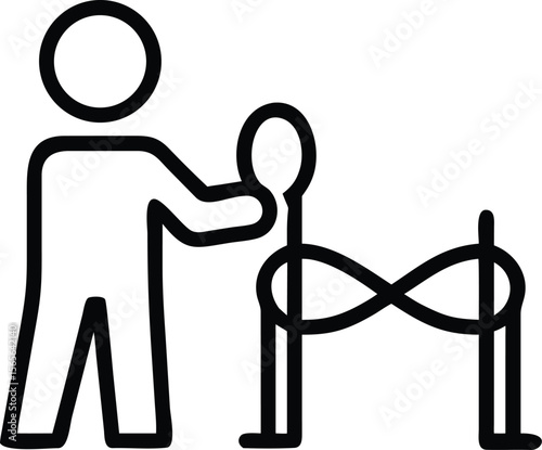 Hurdle race line art athlete icon jumping over hurdle challenge outline vector