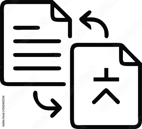 illustration of document replacement, file transfer, or data migration in simple outline style
