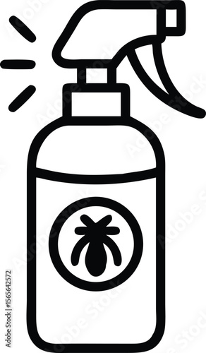 illustration of pest control spray bottle with fly in circle outline