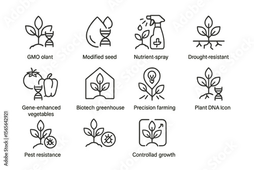 Icons illustrating advanced biotechnology and agriculture techniques