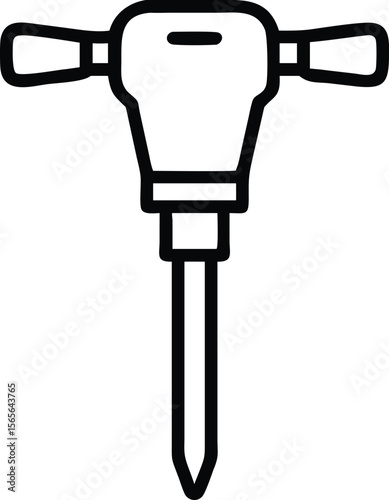 Jackhammer outline icon for construction, demolition, and industrial equipment design