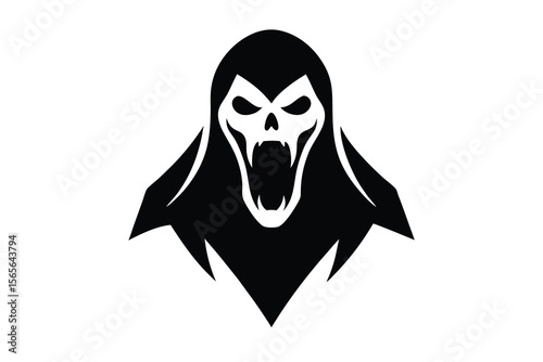 ghost face with fangs vector icon
