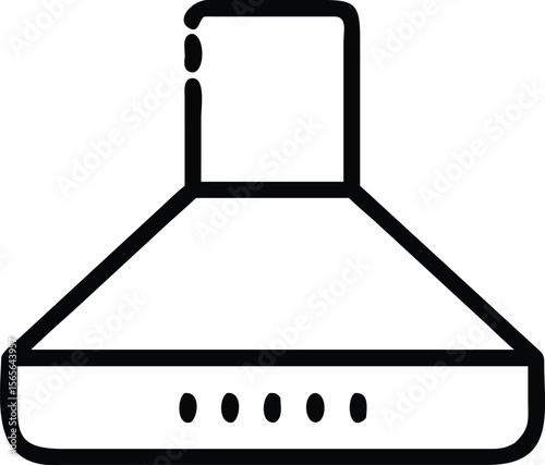 Kitchen exhaust fan in simple black outline for household appliance design