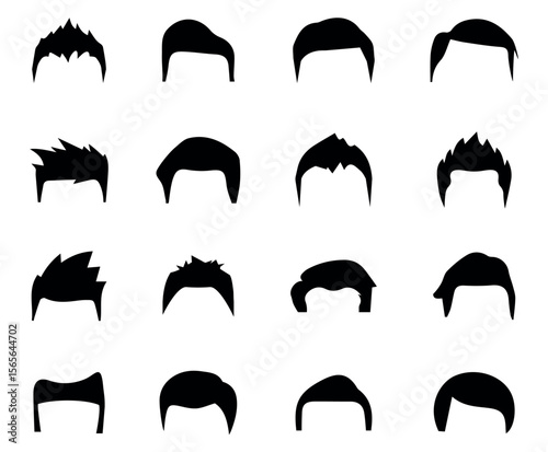 Men Hairstyles Vector Set. Barbershop and Haircut Set Collection. Hair styles collection vector