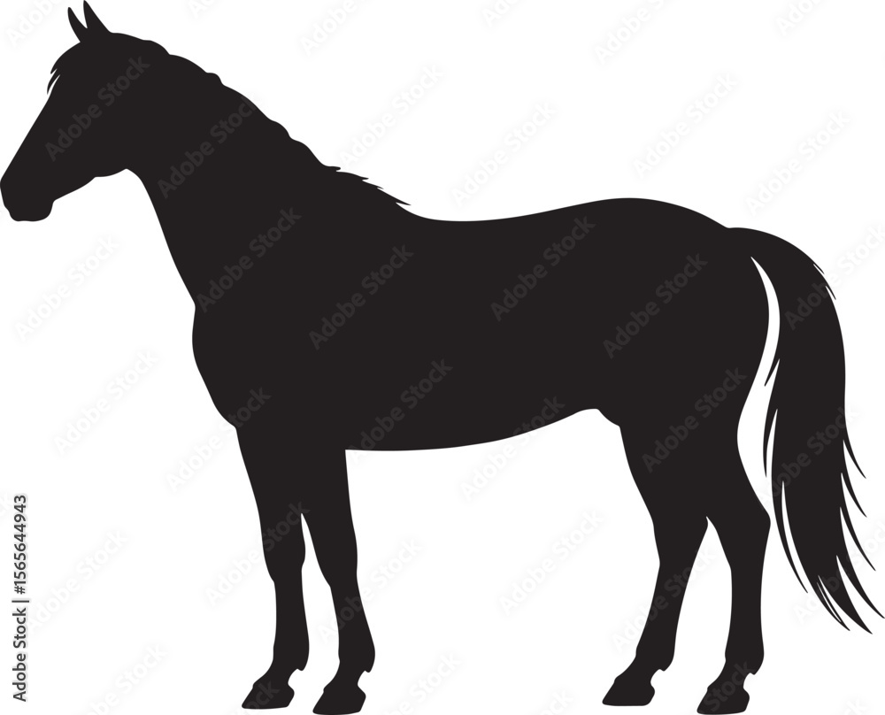 Obraz premium horse black silhouette vector, Simple silhouette Design vector icon with white background. Wild animal silhouette