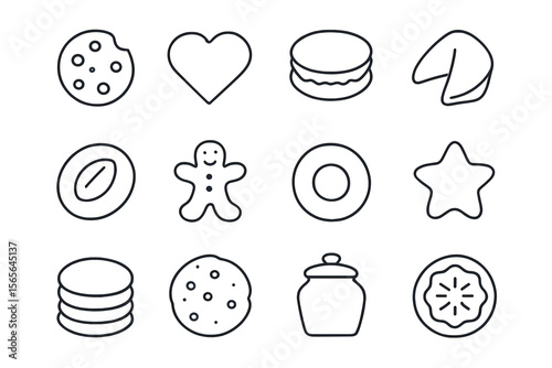 Assorted cookie icon set on vintage background
