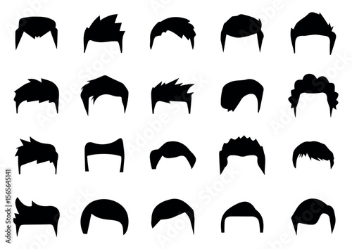 Set different man hairs styling. Set of Men's Hairstyle