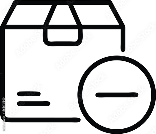 Line art delivery box with minus symbol indicating remove or delete