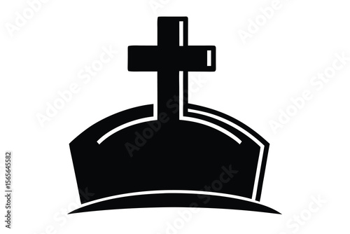 grave with cross vector icon