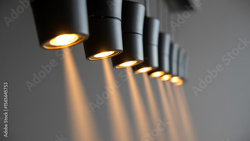 Modern Black Cylindrical Pendant Lights Casting Warm Light