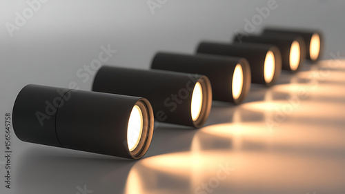Modern Cylindrical LED Lights in a Row