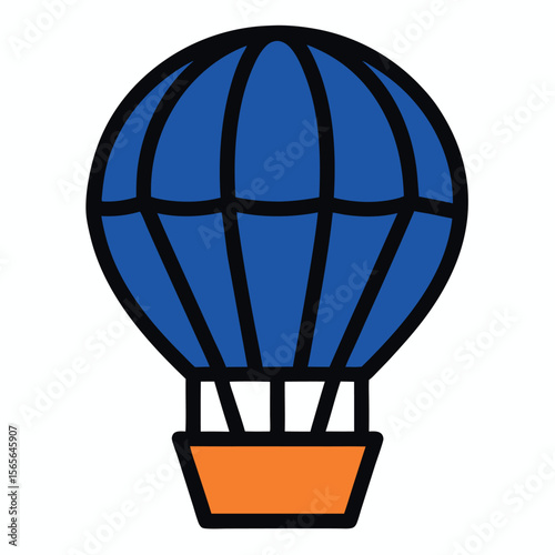 Flat line art icon of a hot air balloon. Perfect for travel graphics, adventure branding, vacation illustrations, outdoor activities, minimalist stickers, and tourism designs.