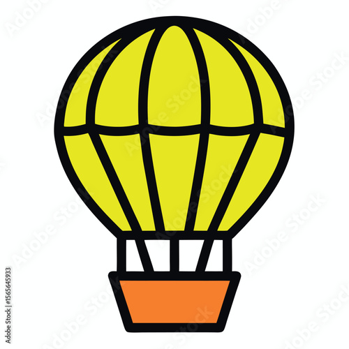 Flat line art icon of a hot air balloon. Perfect for travel graphics, adventure branding, vacation illustrations, outdoor activities, minimalist stickers, and tourism designs.