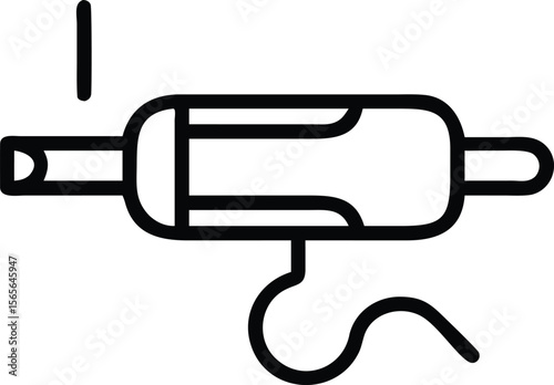 Line art icon of dynamometer tool for measuring force with hooked load