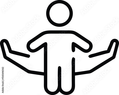 Line art illustration of a person doing a stretching exercise with arms out