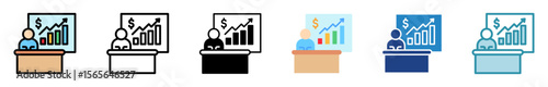 Chart Report multi style, mini illustration icon set. outline, flat, glyph, line color. vector for UI, UX, app, web, digital or print. Related to journalist, broadcasting, news and media 