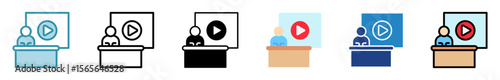 Channel multi style, mini illustration icon set. outline, flat, glyph, line color. vector for UI, UX, app, web, digital or print. Related to journalist, broadcasting, news and media 
