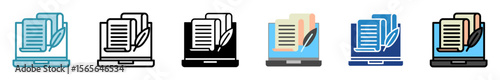 Column Writer multi style, mini illustration icon set. outline, flat, glyph, line color. vector for UI, UX, app, web, digital or print. Related to journalist, broadcasting, news and media 