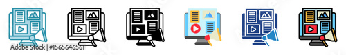 Coverage multi style, mini illustration icon set. outline, flat, glyph, line color. vector for UI, UX, app, web, digital or print. Related to journalist, broadcasting, news and media 