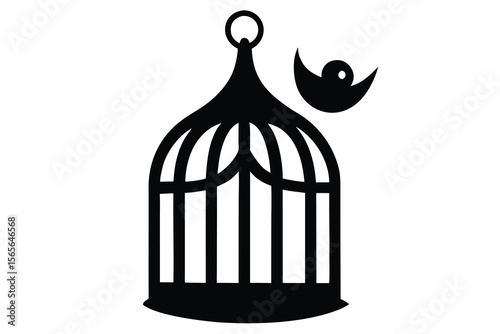 haunted bird cage vector icon
