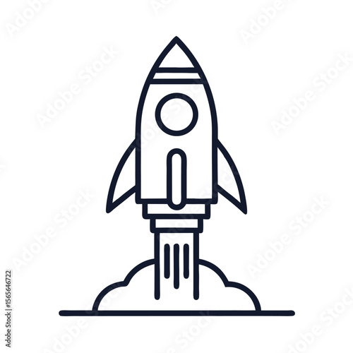Rocket Icon – Minimal Flat Line Vector Illustration – Clean Space Symbol for Startup Branding, Innovation Graphics, Tech UI, Futuristic Design, and Science or Exploration-Themed Projects
