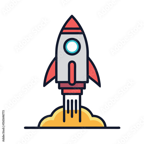 Rocket Icon – Minimal Flat Line Vector Illustration – Clean Space Symbol for Startup Branding, Innovation Graphics, Tech UI, Futuristic Design, and Science or Exploration-Themed Projects