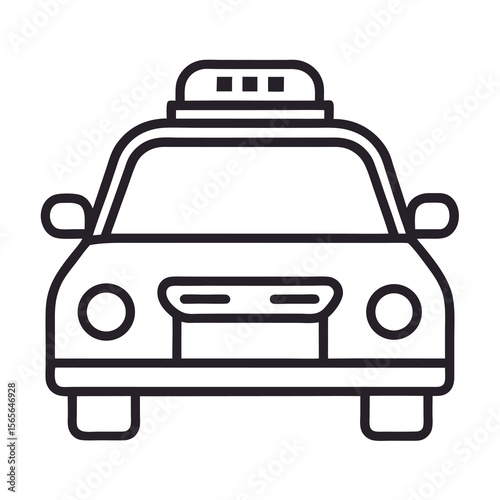 Taxi Icon – Minimal Black Flat Line Vector Illustration – Clean Urban Transport Symbol for Ride-Sharing Apps, City Travel, Mobility Services, and Transportation-Themed Graphic Projects

