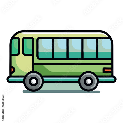 Flat line vector icon of a bus side view. Perfect for transport graphics, public transit maps, travel infographics, urban mobility designs, commute apps, and modern icon packs.