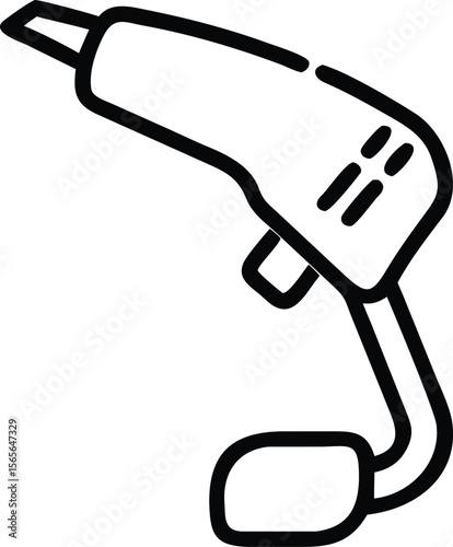 line art of a professional glue gun with cord and simple shape
