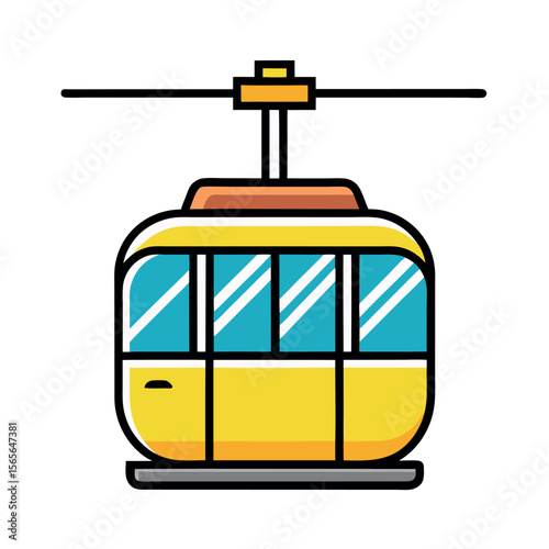 Flat line icon of a cable car. Perfect for travel graphics, mountain tourism, ski resort maps, urban transport designs, adventure infographics, and modern icon collections.