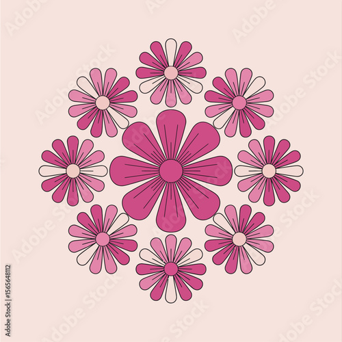 Pink floral arrangement with varying petal counts and sizes flowers petals