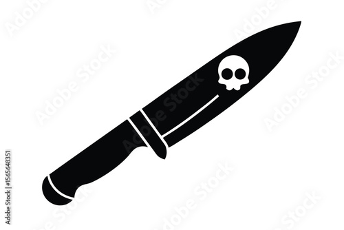 knife with skull handle vector icon
