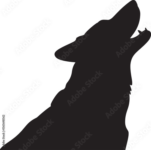 dog howling black silhouette vector, Simple silhouette Design vector icon with white background. Wild animal silhouette