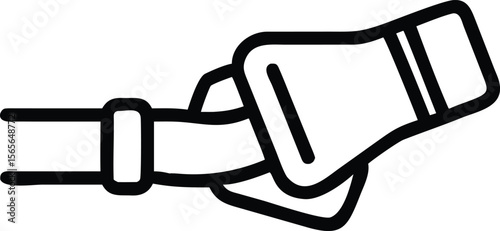 Line art seatbelt icon, safety belt outline illustration element