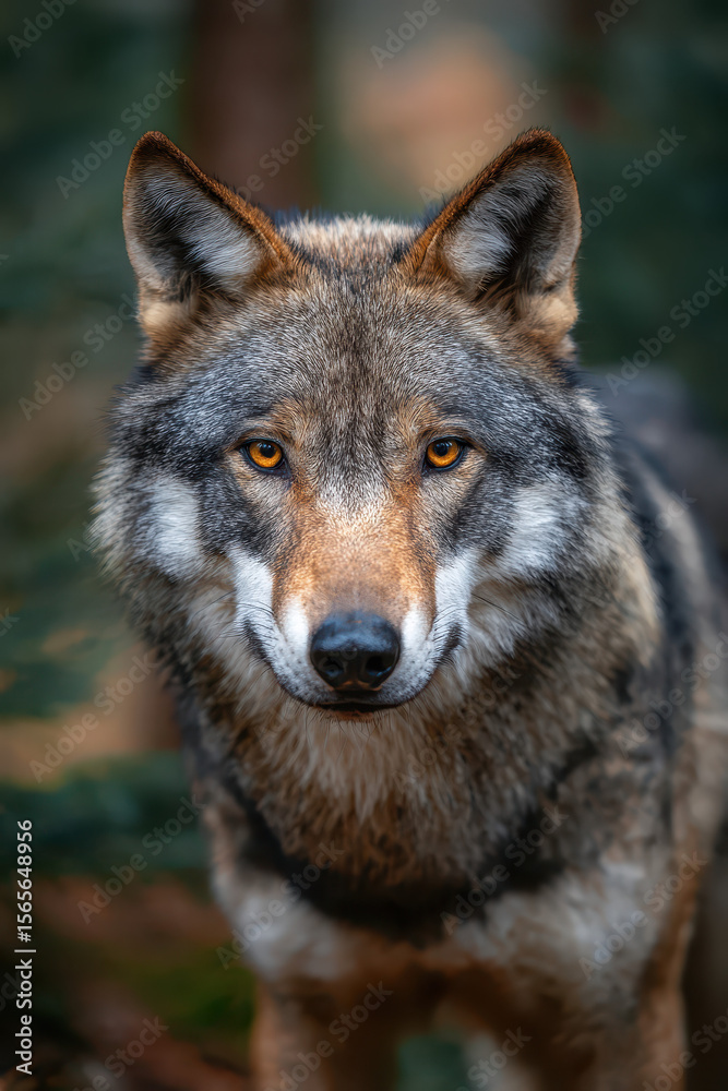 Wolf Frontal Portrait: Direct Gaze