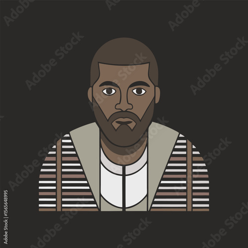 serious man staring, vector illustration