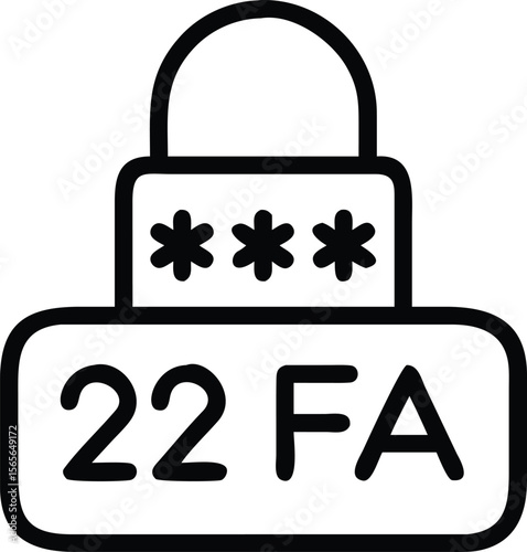 Line art two factor authentication icon with numbers and asterisk symbols