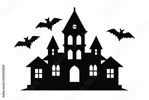 mansion with ravens vector icon