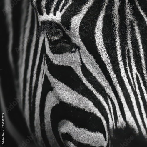 Abstract Zebra Pattern Macro Photography  Black and White Stripes Close-Up