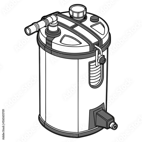 Aquarium filter isolated on white background in minimalist design  