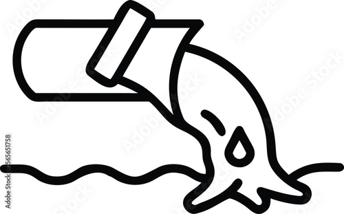 Minimal line art showing pipe discharging liquid into water surface