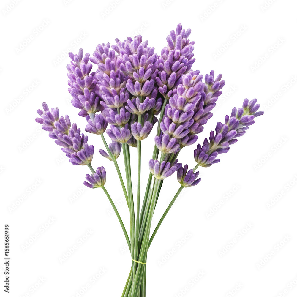 Fototapeta premium A bunch of fresh lavender flowers tied together on a black background