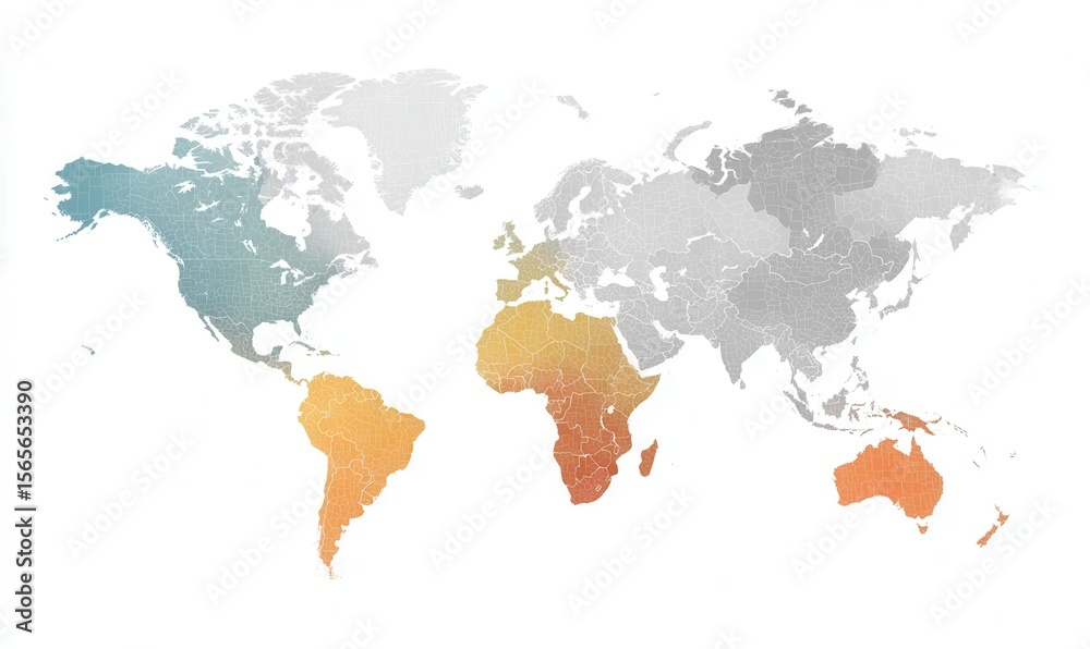 Fototapeta premium World map featuring continents on white